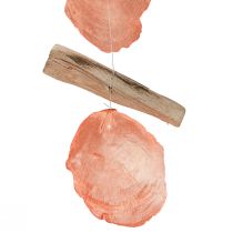 Article Cintre décoration maritime coquillages Capiz bois flotté orange naturel 35cm