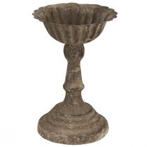 Article Bol décoratif en métal sur pied gobelet gris vieilli marron Ø12cm H18cm