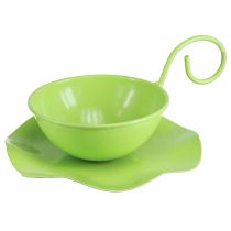 Article Tasse décorative en métal avec soucoupe vert clair H8cm Ø11,5cm 2pcs