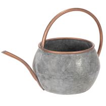 Article Arrosoir décoratif en métal, style champêtre vintage, décoration de jardin, pour les plantations, cuivre argenté, L 41 cm Ø 26 cm H 30 cm