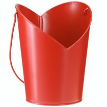 Article Cache-pot en métal décoration cœur avec anse rouge Ø12cm H15/9cm