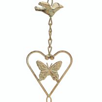 Article Carillon à vent en métal avec cœur et cloche décoration de jardin antique 72cm