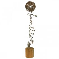 Support en bois fleur déco métal lettrage &quot;Famille&quot; H40cm