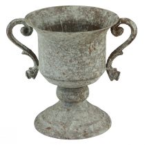 Trophée décoratif en métal avec anse marron blanc Ø13,5cm H19,5cm