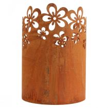 Lanterne décorative métal rouille pot métal Ø16cm H23cm