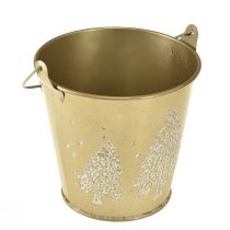 Article Pot en métal pour sapin de Noël doré Ø12cm H11,5cm