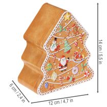 Article Boîte de Noël, boîte à biscuits, sapin et maison de Noël, aspect pain d'épice, 14 cm, 2 pièces