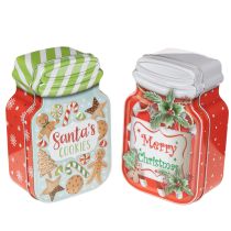 Article Boîte à biscuits en métal décorée d'un motif de Noël, 15 cm, lot de 2.