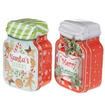 Article Boîte à biscuits en métal décorée d'un motif de Noël, 15 cm, lot de 2.