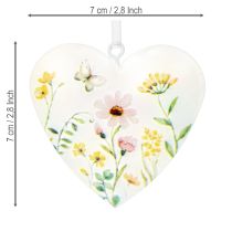 Article Pendentifs en forme de cœur à motifs floraux, 7 cm, lot de 6