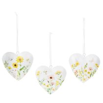 Article Pendentifs en forme de cœur à motifs floraux, 7 cm, lot de 6
