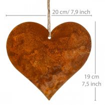 Article Coeurs en métal, pendentifs décoratifs, décoration rouille 19×20 cm 4 pcs