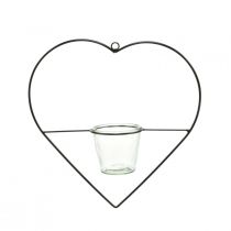 Article Lanterne coeur métal 28cm photophore pour verre suspendu 9cm