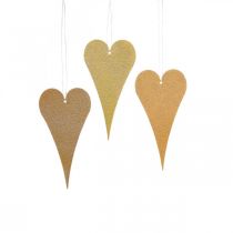Article Décoration à suspendre fenêtre coeurs métal, coeurs décoratifs à suspendre beige/jaune/orange H15cm 6 pcs