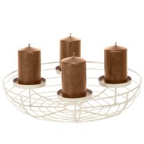 Article Porte-bougie rond en forme de couronne de l'Avent pour quatre bougies chauffe-plat ou bougies classiques, 35 cm