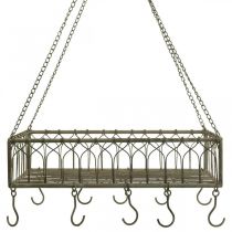Article Panier carré en métal avec crochet suspendu décoration métal 50x30,5x12,5cm