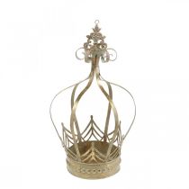 Couronne en métal, photophore pour l&#39;Avent, cache-pot à suspendre doré, aspect antique Ø16,5cm H27cm