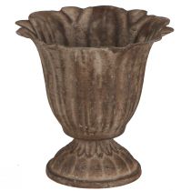 Article Jardinière Coupelle Métal Aspect Antique Gris Marron Ø10cm H9.5cm