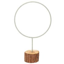 Article Anneau décoratif en métal sur un support en bois pour décoration de table, 43 cm