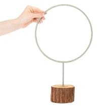 Article Anneau décoratif en métal sur un support en bois pour décoration de table, 43 cm