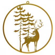 Article Anneau décoratif doré à suspendre cerf métal décoration Noël Ø38cm