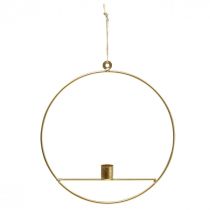 Article Bougeoir à suspendre anneau décoratif en métal doré Ø25cm 3pcs
