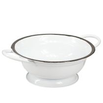 Article Bol Métal Décoration Blanc Noir Ø16.5cm H6.5cm 4pcs