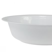 Article Bol en métal blanc aspect émail Ø36cm H9,5cm