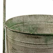 Support métal avec jardinières gris, vert H68cm