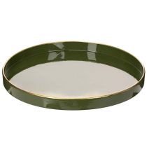 Article Plateau décoratif vert à bordure dorée, style moderne, 30 cm