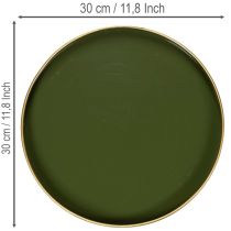 Article Plateau décoratif vert à bordure dorée, style moderne, 30 cm