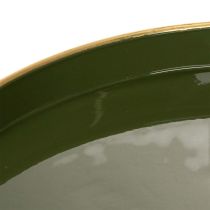 Article Plateau décoratif vert à bordure dorée, style moderne, 30 cm