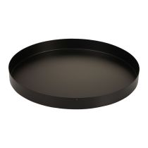Article Plateau métal plateau décoratif plateau bougie rond noir Ø25cm 2pcs