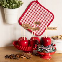 Article Assiette décorative rétro en métal avec socle en métal rouge Ø24cm 2pcs