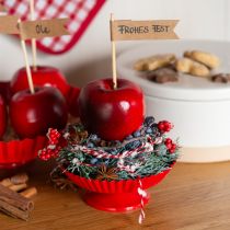 Article Assiette décorative en métal rouge petite avec base en métal Ø14cm 2 pcs