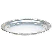 Article Assiette décorative métal argenté brillant Ø34cm H3cm