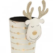 Article Cache-pot renne, décoration de l'Avent, décoration métal, cache-pot pour Noël blanc, doré H28cm Ø8.5cm