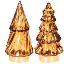 Article Décoration de sapin de Noël en verre avec LED pour intérieur, fonctionne sur piles, 13 cm, lot de 2