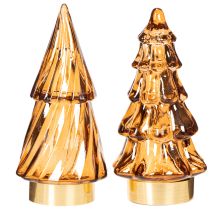 Article Décoration de sapin de Noël en verre avec LED pour intérieur, fonctionne sur piles, 13 cm, lot de 2