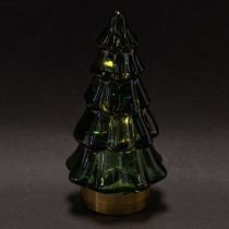 Article Sapin de Noël en verre avec lumières LED, décoration de table, Noël, 13 cm, lot de 2
