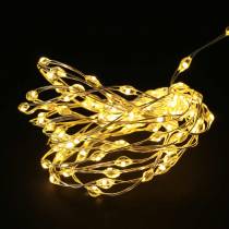 Article Chaine lumineuse LED fil lumineux avec piles blanc chaud 100 1.59m