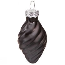 Article Mini boules de sapin de Noël verre oignon noir Ø3cm 9 pcs