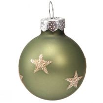 Article Mini boules de sapin de Noël en verre en or vert Ø3cm 9 pcs