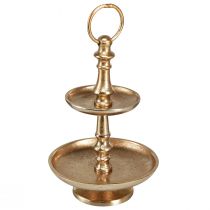 Article Mini étagère décoration métal doré mat décoration de table 2 étages H22cm