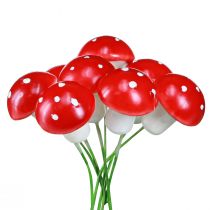 Article Mini agarics mouches sur fil rouge blanc champignons décoratifs Ø2cm 48 pcs