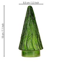 Article Mini sapin de Noël en verre avec LED rouge, vert et marron, 18 cm, lot de 3