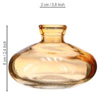 Article Mini vases en verre, bulbeux, plats, orange, Ø9cm, lot de 6