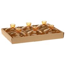 Article Mini vases en verre, bulbeux, plats, orange, Ø9cm, lot de 6
