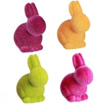 Article Mini lapins de Pâques colorés floqués assortis – 2e choix – H 6 cm, 12 pièces