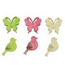 Article Mélange de petites figurines en bois 2cm couleur pastel 144P